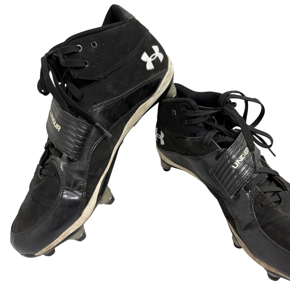 Under Armour Football Cleats Mens Size 12 Black Good Mid Top Strap 1298857-001